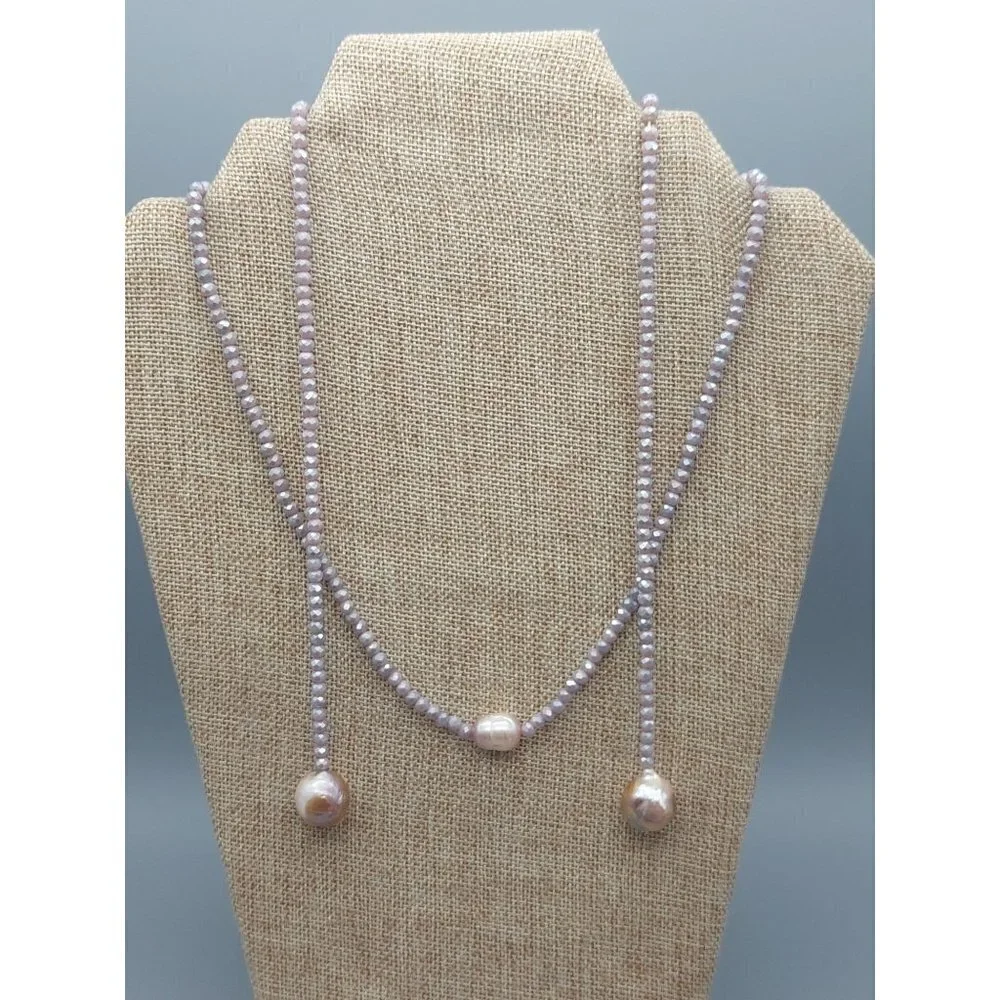 Jules NWT Purple Crystal Bead Wrap Look Necklace Long Layered Look